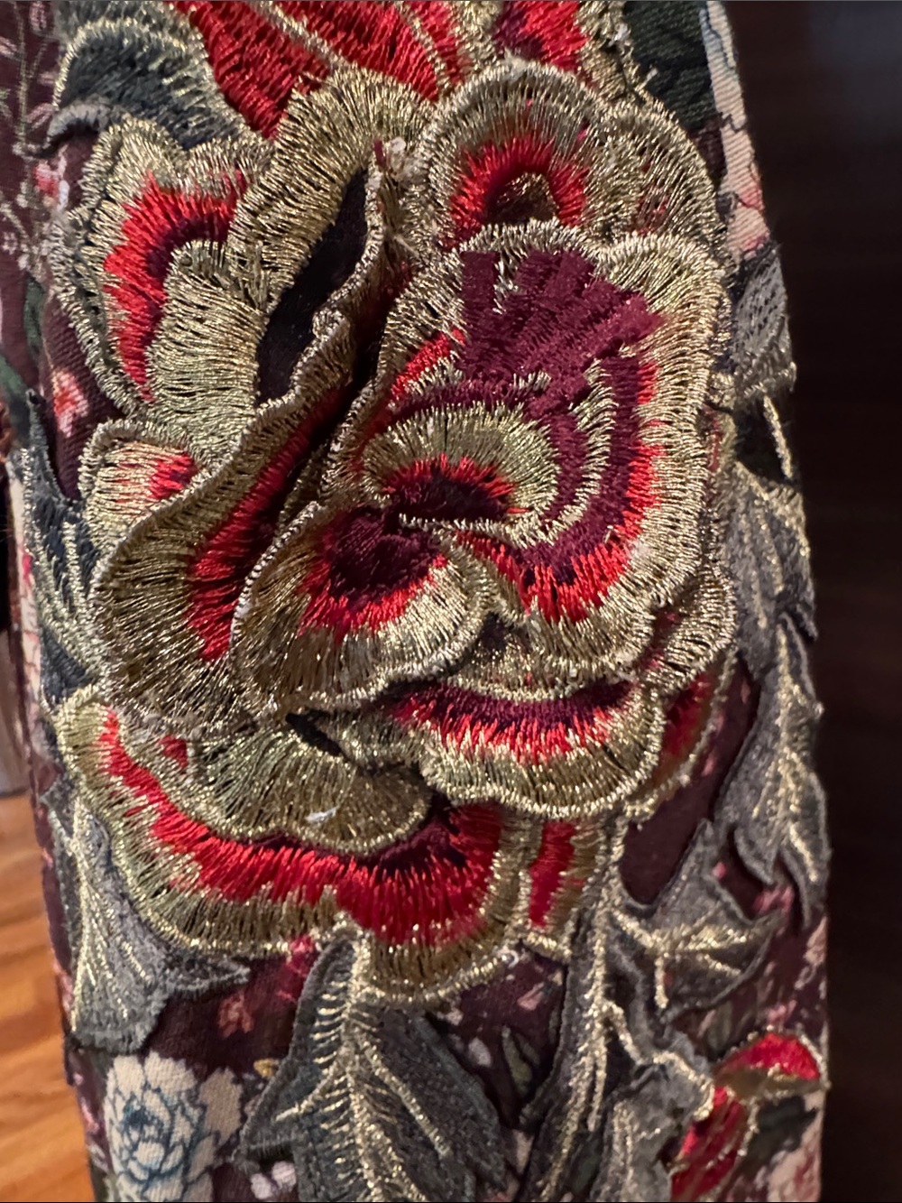 Aratta Silent Journey Floral Burgundy Long Trench Coat - Picture 11 of 13